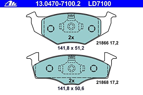 ATE Ceramic 13.0470 7100.2 Jeu de plaquettes frein non préparé pour indicateur d'usure, contact signal d'usure exclu 4006633383967