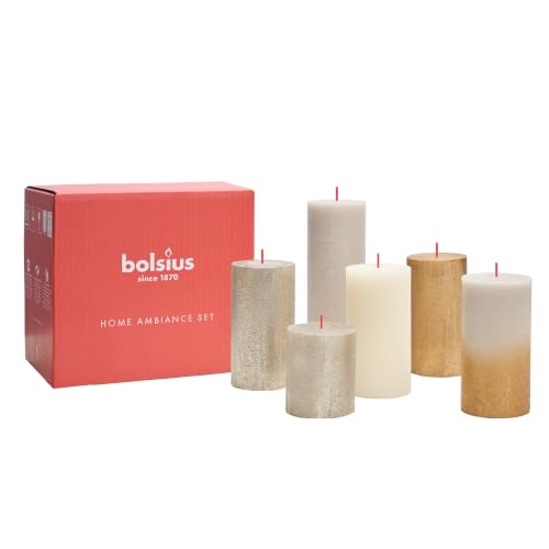 Bolsius Pillar Candles Set Rustic New Sparkle 8717847156006