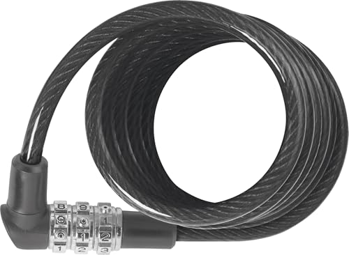 ABUS Spiralkabellås 3506C 6 mm tjockt, flexibelt kombinationslås säkerhetsnivå 1 120 cm svart 4003318407727