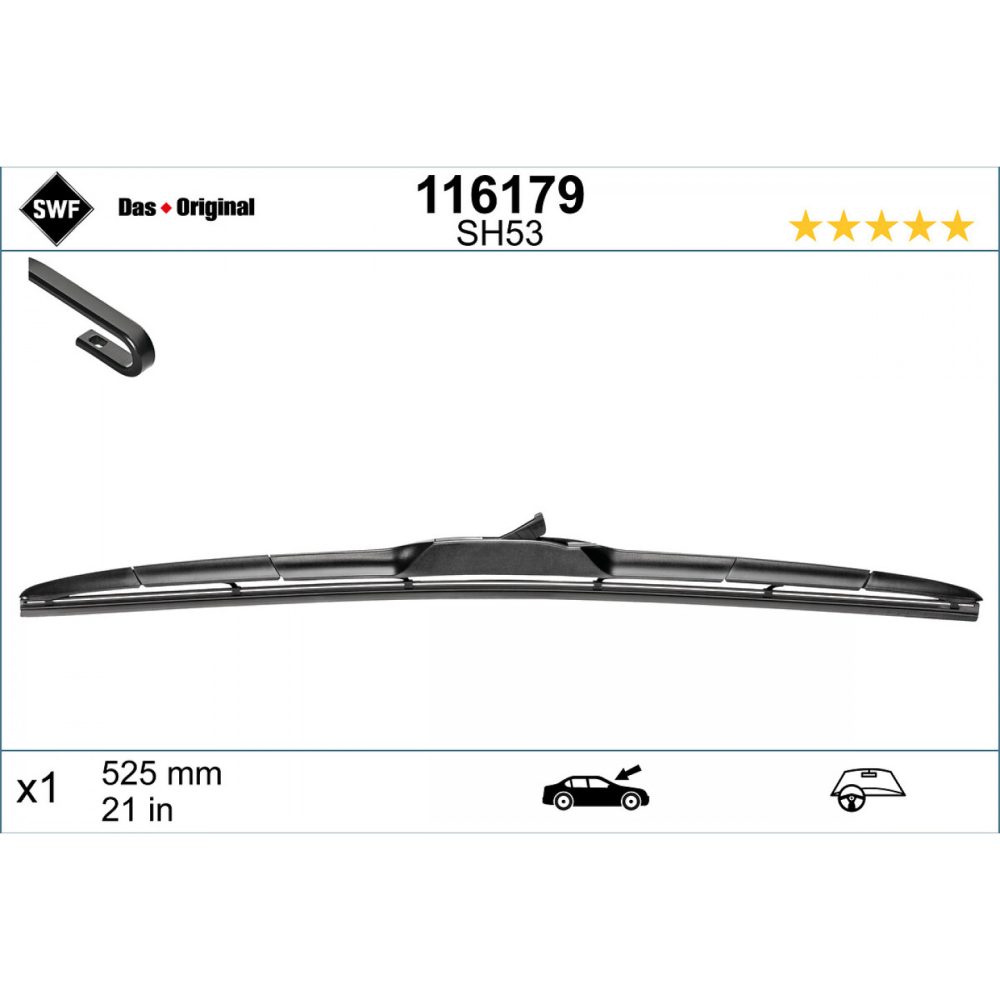 Balai d'essuie glace Swf Hybrid 116179 525mm hybride CITROËN: C4 Aircross, C Crosser SUV, MITSUBISHI: ASX SUV 3276421161799