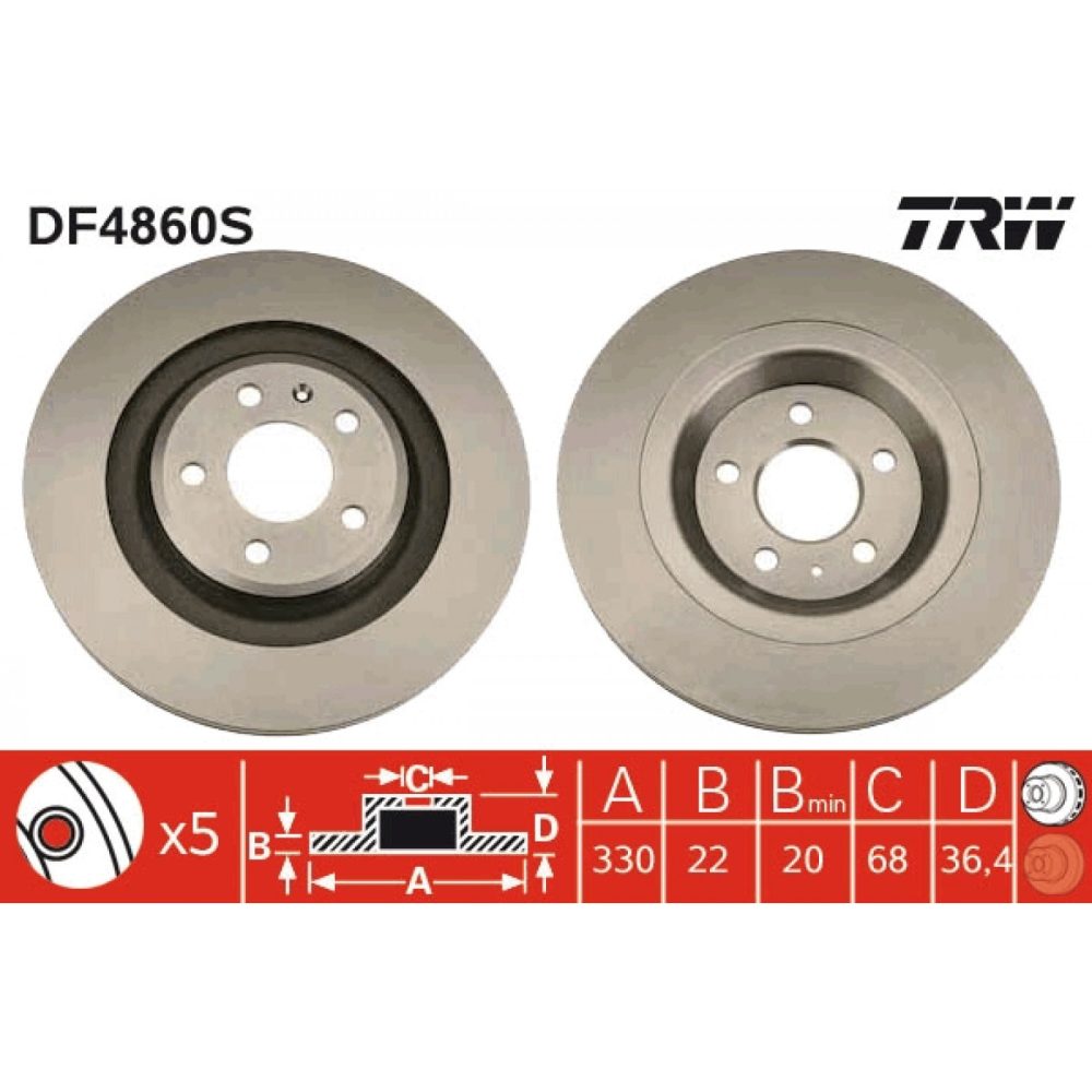 Bromsskiva TRW DF4860S 3322937928743