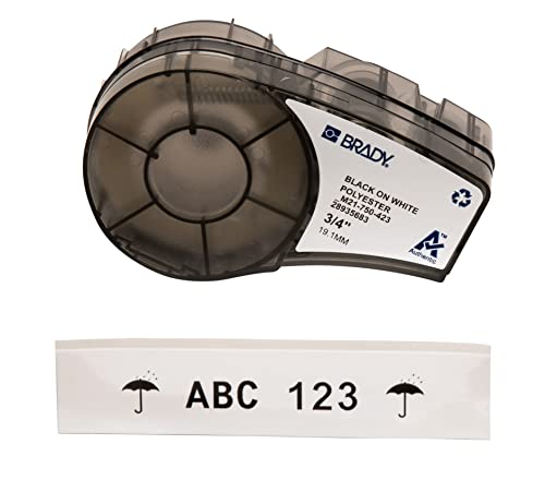 Brady M21 750 423 permanent polyestertejp svart text vit tejp 19,1mm x 6,40m (original) 662820899686