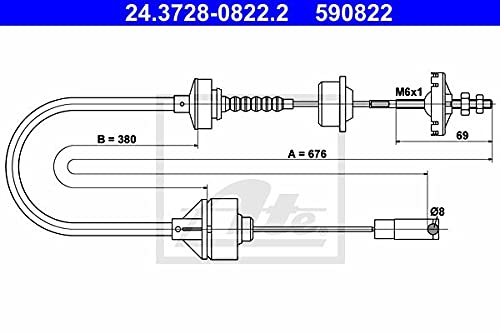 ATE 24.3728 0822.2 Câble d'Embrayage PEUGEOT: 306 3/5 portes, Break, Cabriolet 4006633116251