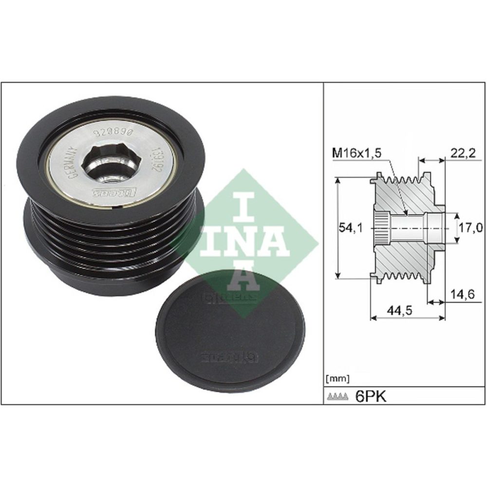 Frihjulskoppling, generator INA 535 0352 10 4014870544690