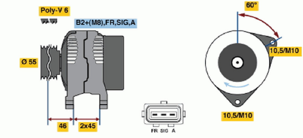 Generator Bosch 0 986 049 071 4047024414907