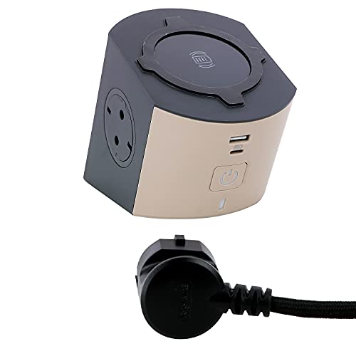 3 i 1 trådlös mobiltelefonladdningsstation med Schuko uttag USB C och A 2 meter nätkabel 3414971944220