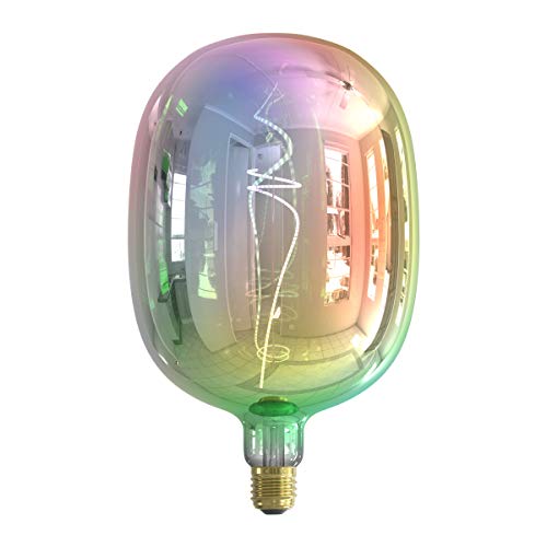 Calex Avesta LED-lampa, glas, 4 W, metallisk opal, vertikal oval 8712879143475