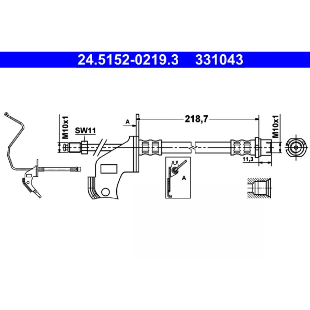ATE 24.5152 0219.3 Flexible De Frein 230 M10x1 OPEL: Astra H GTC, 3/5 portes 4006633336451