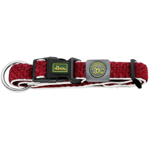 HUNTER HILO VARIO PLUS hals för hundar, 3D nätmaterial, reflekterande, ventilerande, lätt, dragavlastning, XL, röd 4016739665911
