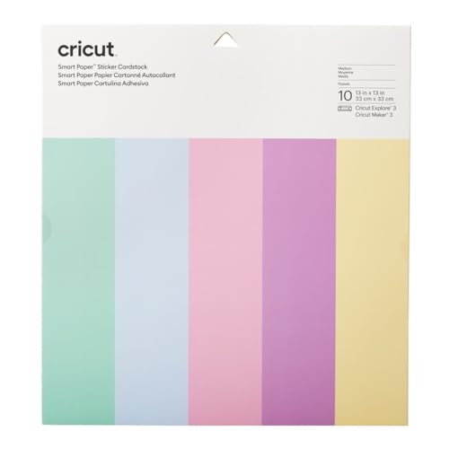 Cricut Smart Paper Sticker Cardstock 10 sheets 33cm x Pastels 93573411885