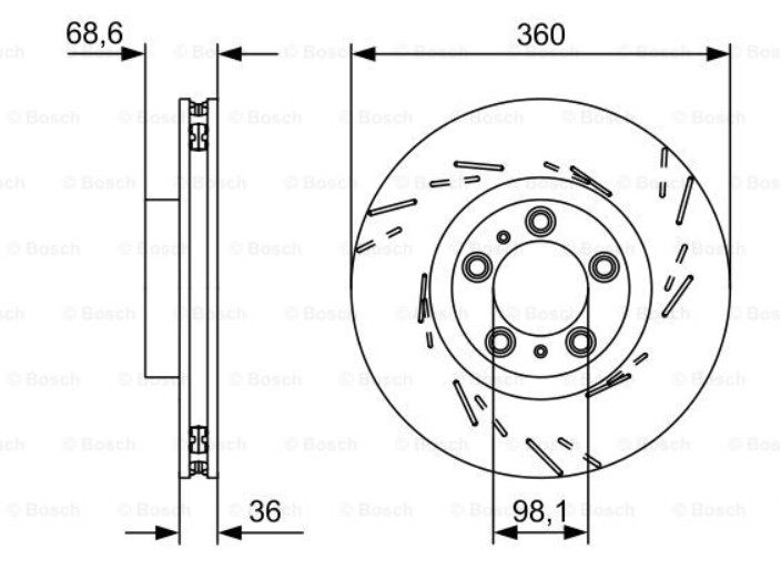 Bosch Bromsskiva 0 986 479 D23 - Porsche Panamera - Ventilerad Slitsad 4047025570855