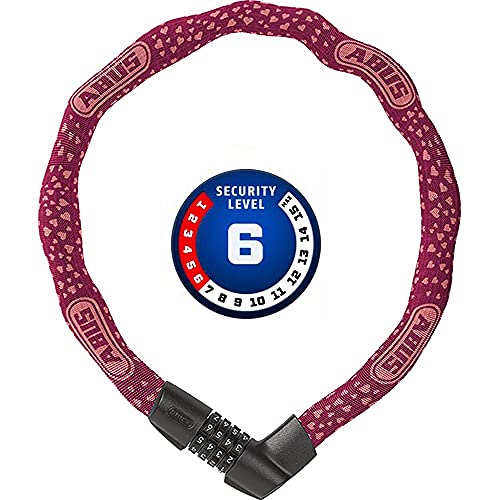ABUS Lucchetto a catena Tresor 1385/75 Cherry Heart combinazione in acciaio temprato Livello di sicurezza 6 75 cm 88013 Rosso 4003318880131