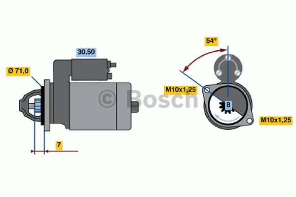 BOSCH 0 986 018 561 Démarreur 12 1,3 8 50, 30 links 71 MITSUBISHI: Space Star, Carisma 5 portes